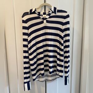 Navy and white Striped Long Sleeve Shirt